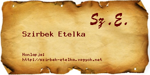 Szirbek Etelka névjegykártya